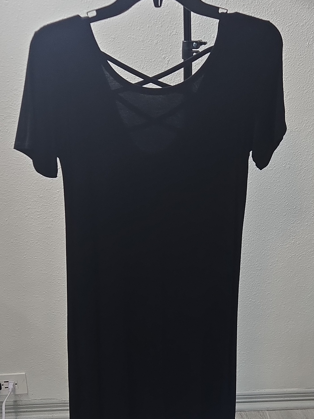 Olivia Rae Black Short Sleeve Crisscross Back Tunic